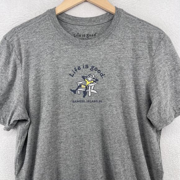 LIFE IS GOOD Shirt Mens M Vintage Aridondack Jake Sanibel Island FL Gray - Picture 1 of 14